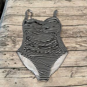 Bondeye One Piece Structured Swimsuit in Black And White Stripes Size 12